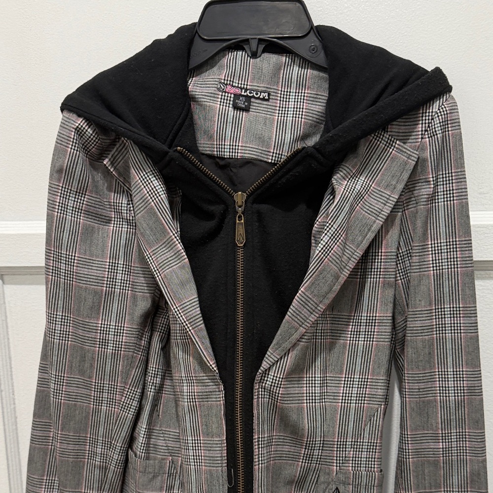 Volcom Gray Plaid Hooded Jacket - Picture 8 of 8